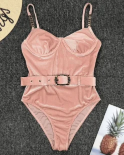 Badekleid Mary -Strandbikini Geschaft Bademode Badekleid Swimsuit Badeanzug cord gerippter stoff guertel Mary rosa 2 969252