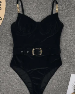 Badekleid Mary -Strandbikini Geschaft Bademode Badekleid Swimsuit Badeanzug cord gerippter stoff guertel Mary schwarz 2 427412