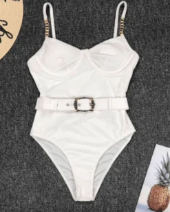 Badekleid Mary -Strandbikini Geschaft Bademode Badekleid Swimsuit Badeanzug cord gerippter stoff guertel Mary weiss 2 674875