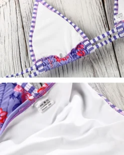 Bikini Purple Flower -Strandbikini Geschaft Bikini Bademode Damen Triangle Brazil Cute Swimwear Blumen Rosen Purple Flower violett 4 326001