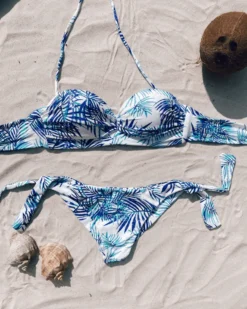 Bikini Princess Palmera -Strandbikini Geschaft Bikini Bademode Princess Bikinis Schweiz Brazil Brasilianische Bandeau Wickelbikini weiss blau Palmera 1