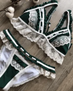 Bikini Sa Caleta -Strandbikini Geschaft Bikini Damen Bohemian Triangle Sommer Spitzen Sa Caleta gruen 4 750440