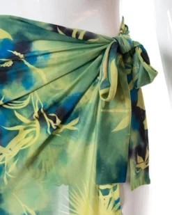 Bikini Set Tropical Green -Strandbikini Geschaft Bikinis Bikini Set Damen Bademode Triangel Brazilian String Tanga Pareo Strandrock gruen blau gelb Tropical Green 5 689001