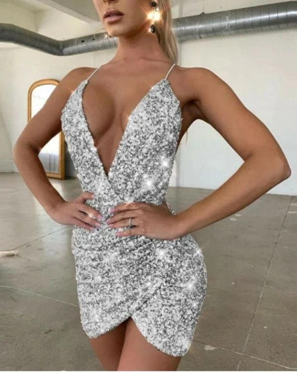 Pailletten Glitzer Kleid Shina – Bild 2