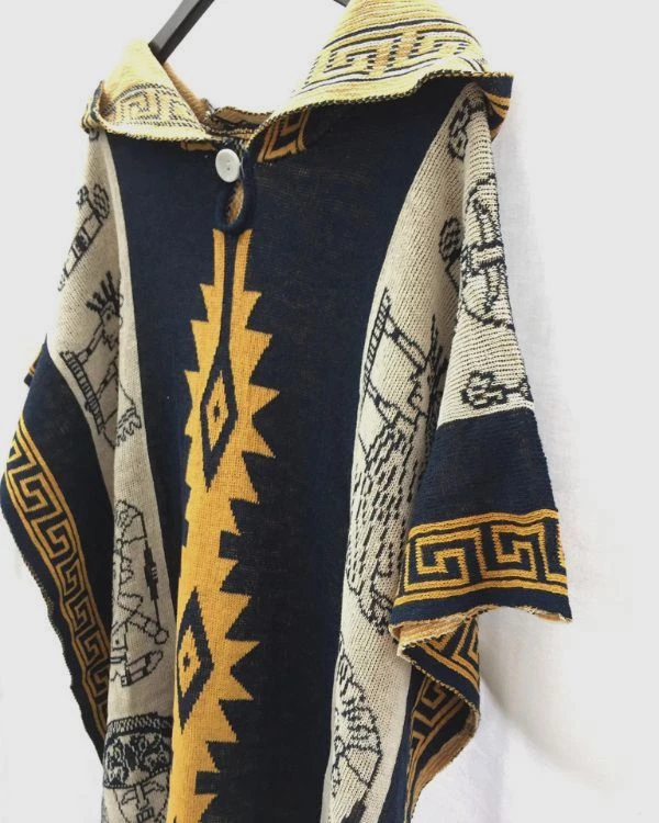 Herren Boho Kapuzen Poncho Lias 4 Herren Boho Kapuzen Poncho Lias – Bild 4