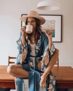 Kimono Pavo Flowers -Strandbikini Geschaft Kimono Cardigan Tunika Bohemian Damen Sommer tuerkis petrol Pavo Flowers 5 603210