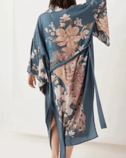Kimono Pavo Flowers -Strandbikini Geschaft Kimono Cardigan Tunika Bohemian Damen Sommer tuerkis petrol Pavo Flowers 9 118038