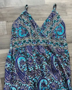 Paisley Kleid Reva -Strandbikini Geschaft Kleid Damen Sommerkleid Maxikleid Kleider Boho India Fashion Paisley Blumen Muster Viscose blau tuerkis Reva Cindy Details 1