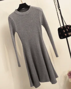 Kleid Knitted Belgrade -Strandbikini Geschaft Kleid Damen Strickkleid Knitted Loungewear Skaterkleid Cozy Dress Belgrade grau 1 559136