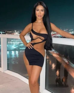 Cut Out Kleid Samara -Strandbikini Geschaft Mesh Kleid Damen Transparent Minikleid Minidress reizvoll cut outs schwarz Samara 3 834636