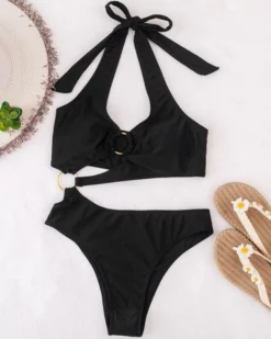 Schwarzer Monokini Giorgia 9 Schwarzer Monokini Giorgia -Strandbikini Geschaft Monokini Badeanzug Badekleid Offener Badeanzug Bademode goldene Ringe Asymmetrisch schwarz Giorgia 6 966960