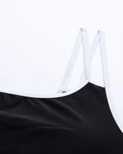 Monokini Mit Pareo Selina -Strandbikini Geschaft Monokini Bademode Damen Badekleid Badeanzug Cut Out Pareo Rock schwarz weiss Selina 3