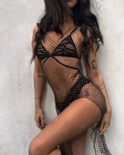 Glitzer Netzkleid Shina