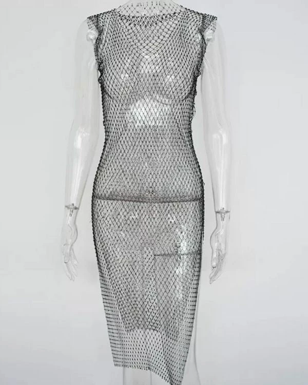 Glitzer Netzkleid Shina – Bild 4