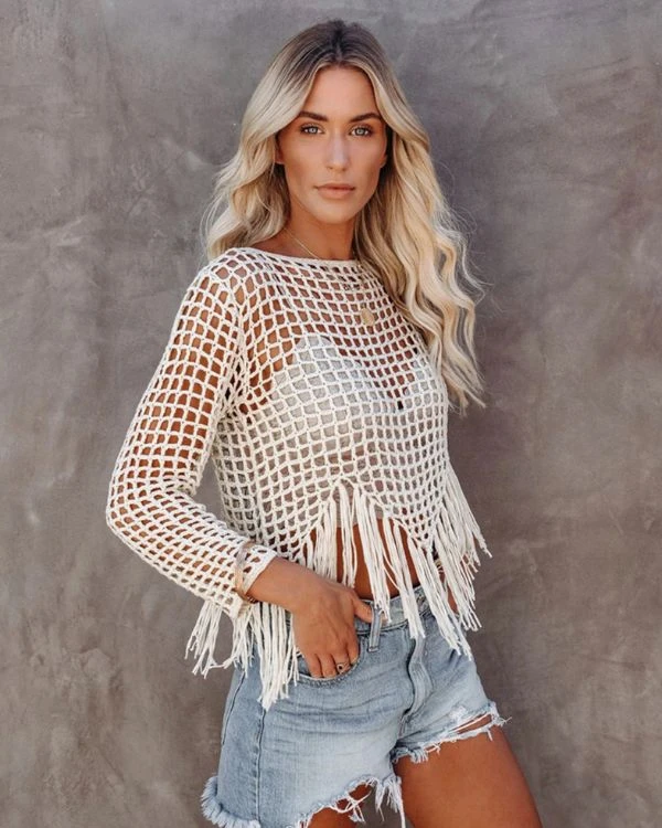 Netz Fransen Pullover Leily – Bild 2