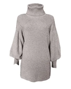 Rollkragen Pullover Strickkleid Jaina -Strandbikini Geschaft Rollkragen Pullover Kleid Sweater Rollkragenpullover Rollkragenkleid Strick Strickpullover Strickkleid Fashion Style Jaina beige 1