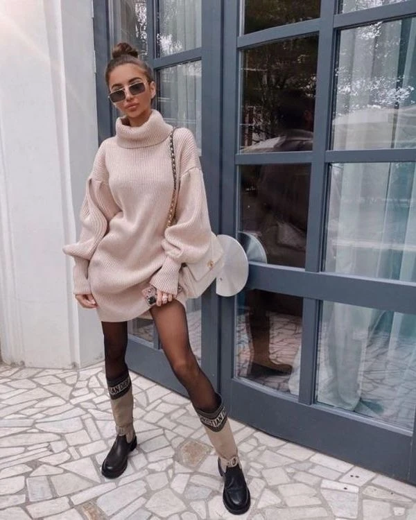 Rollkragen Pullover Strickkleid Jaina – Bild 2