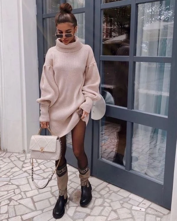 Rollkragen Pullover Strickkleid Jaina – Bild 5