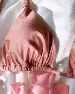 Schnür Wrap Bikini Nelli -Strandbikini Geschaft Schnuer Bikini Bademode Set Bikinis Wrap Wickel Binden Triangel String Tanga Brazilian Pompoms Nelli rosa 3