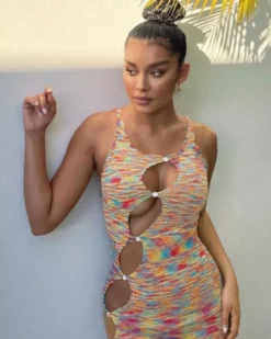 Farbiges Cut-Out Strickkleid Gwenny