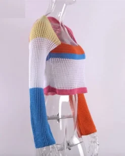 Strick Pullover Sophi -Strandbikini Geschaft Strickpullover Strick Knitted Pullover Sweater Damen Fashion Kleidung JustStyle Sophi orange pink blau 2 194429